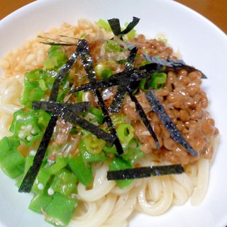 納豆とオクラの冷やしうどん